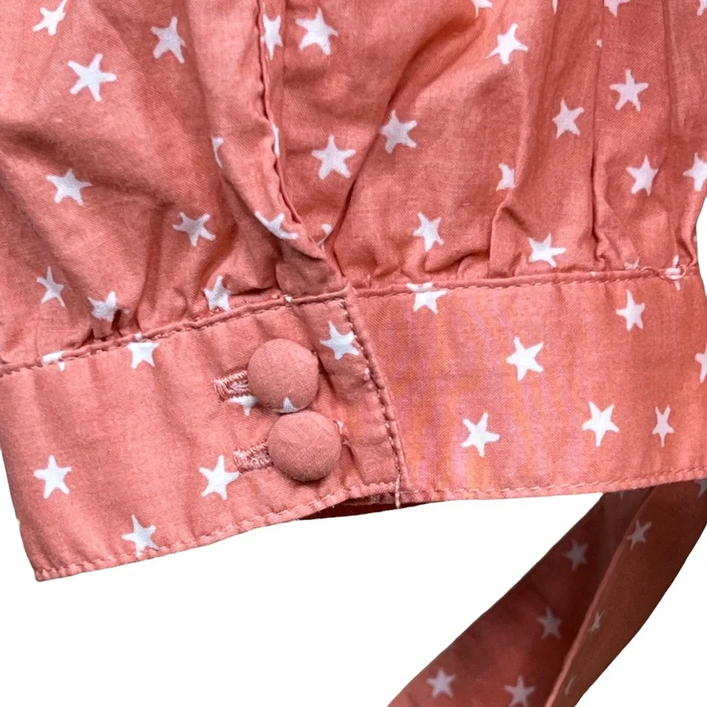 Madewell Wrap Blouse With Star Print & 3/4 Sleeves NWT SIZE XXS But Over…